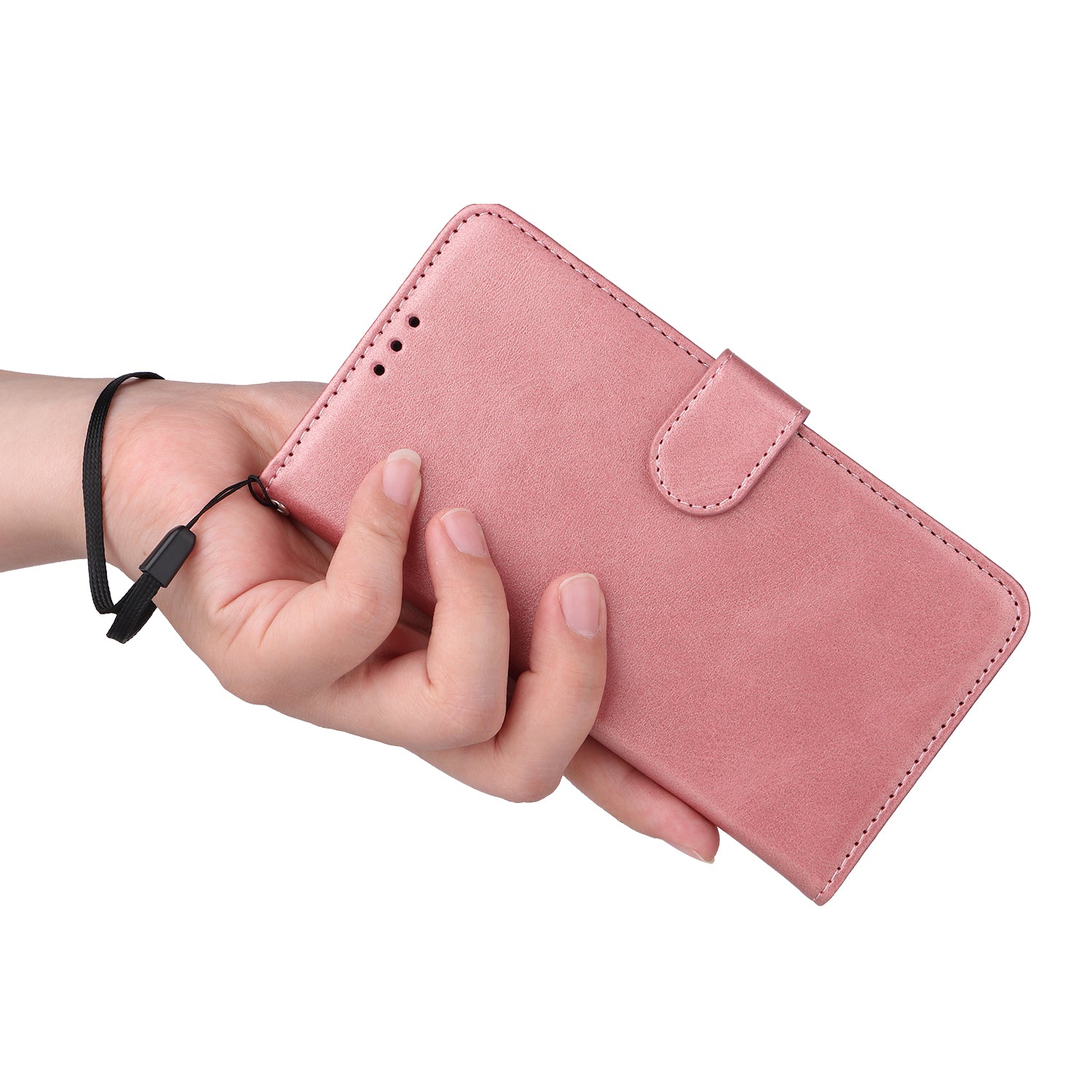 Uniqkart for iPhone 15 Pro Wallet Phone Case Anti-Scratch PU Leather Calf Texture Flip Stand Phone Shell Cover - Pink Uniqkart for iPhone 15 Pro Wallet Phone Case Anti-Scratch PU Leather Calf Texture Flip Stand Phone Shell Cover - Pink